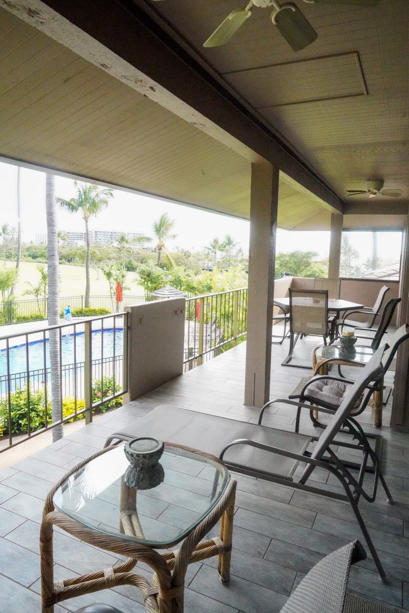 Resort lanai overlooking pool