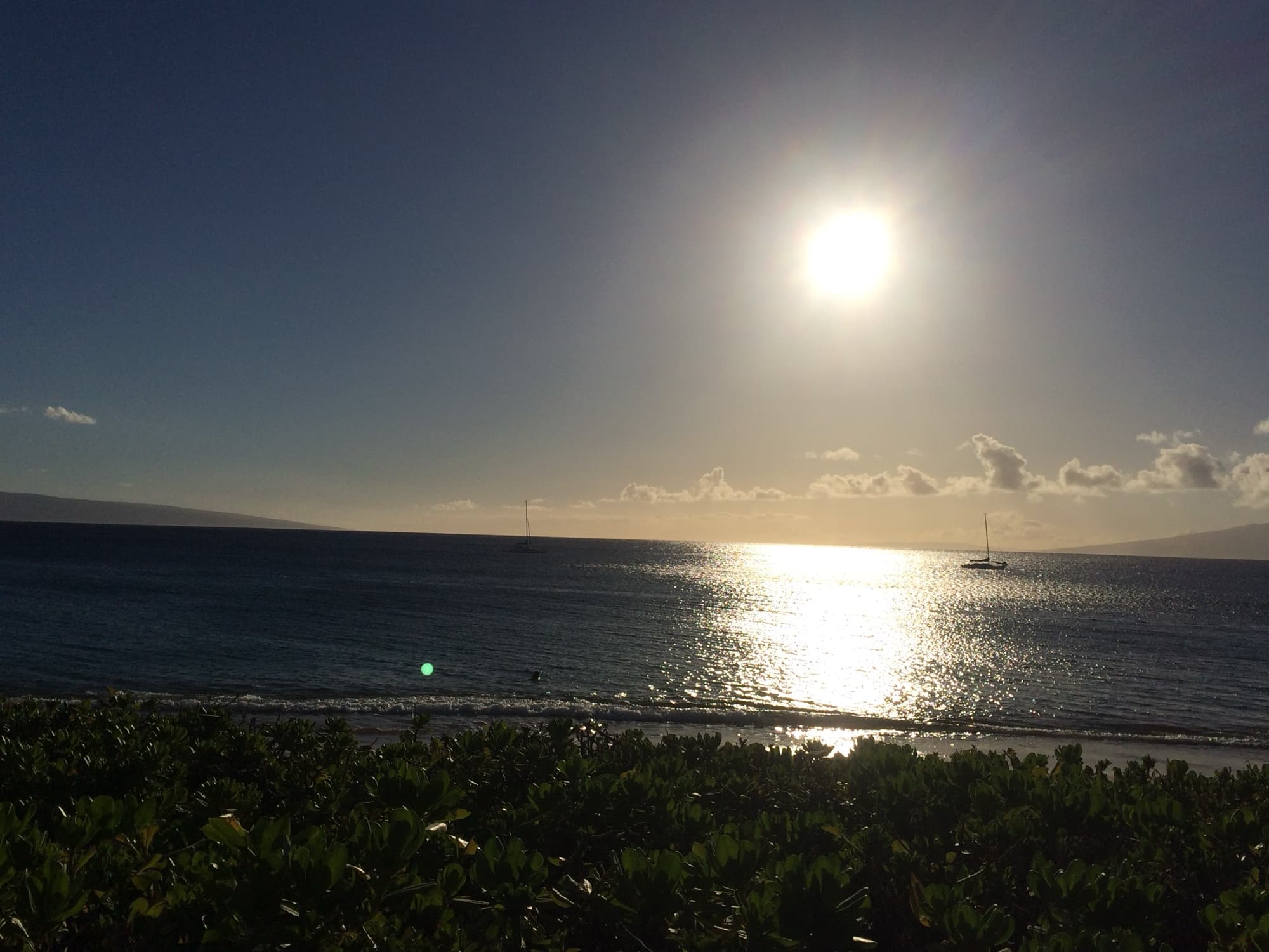 Maui ocean sunset with sailboats